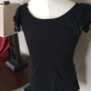 Black Ruffled Sleeveless Top